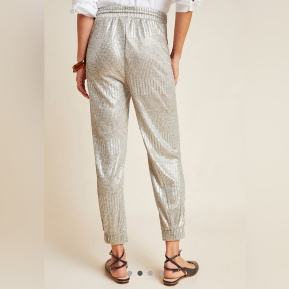 ANTROPOLOGiE  BISHOP YOUN FOR WOMEN SIZE S Silver Tapered Track Pants - Picture 3 of 5